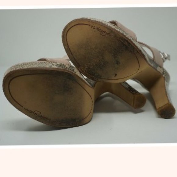 Halogen Blush Leather Snake Print Heel Sandals Size 7.5 - Picture 6 of 8